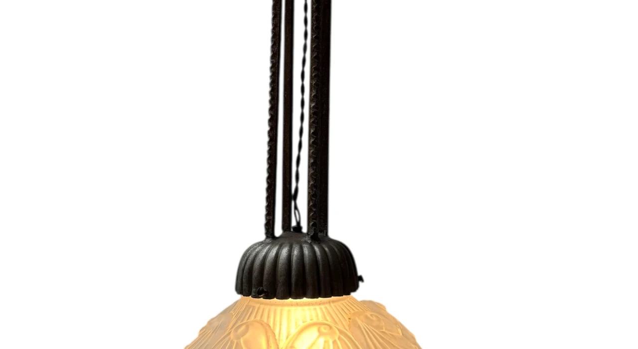 Art Deco Muller Frères Luneville Style Pendant Light, 1930s
